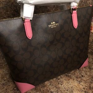 Coach zip top tote signature canvas